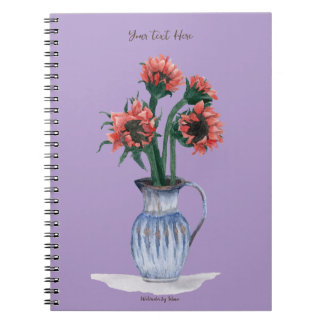 Caderno Espiral Flowers in a Vase Watercolor