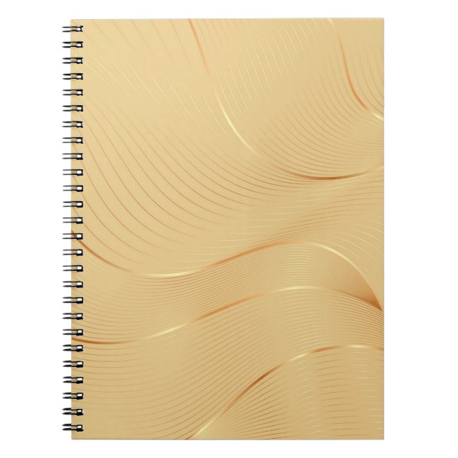 Caderno Espiral Flowing Gold Lines Luxury Abstract Background Art (Frente)