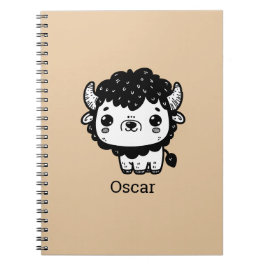 Caderno Espiral Fluffy Bison Baby - Kawaii Fazenda Arte Animal