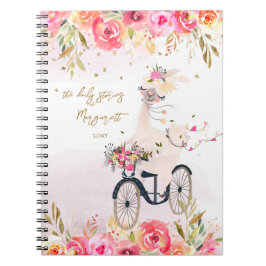 Caderno Espiral Fluffy Llama A Passear Bicle Girl De Volta À Escol