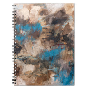 Caderno Espiral Fluxo de Abstrato Neutro Marrom Terrestre Azul