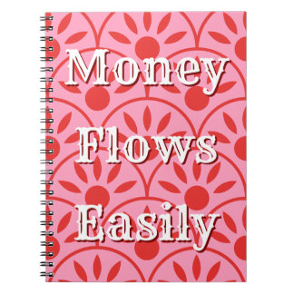 Caderno Espiral Fluxo de Dinheiro Fácil Afirmação de Manifestação