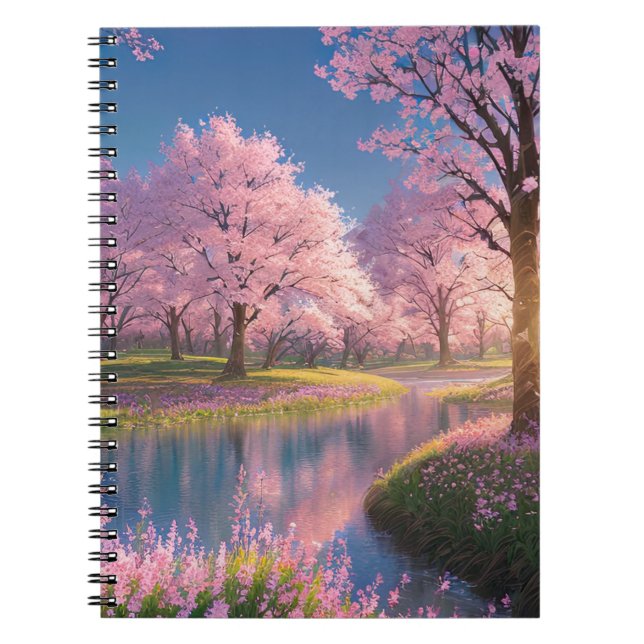 Caderno Espiral Fluxo de Fluxo no Parque Adornada Sakura (Frente)