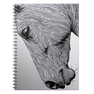 Caderno Espiral Fluxo do Cavalo de Arte de Linha Minimalista Selva