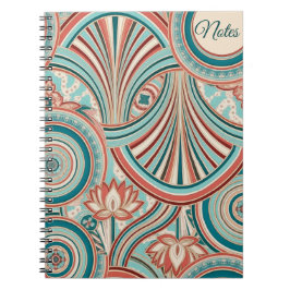 Caderno Espiral Fluxo Novo Turquesa e Coral 