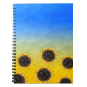Caderno Espiral Fluxos de malha azul-amarelos da Ucrânia