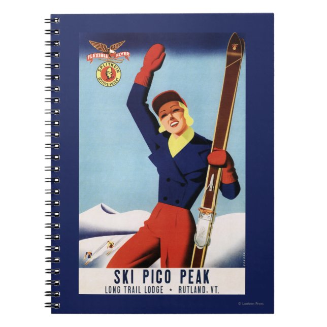 Caderno Espiral Flyer Flexível Pin-Up Skiing Girl (Frente)