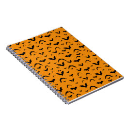 Caderno Espiral Flying Bats on Orange