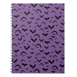 Caderno Espiral Flying Bats on Purple