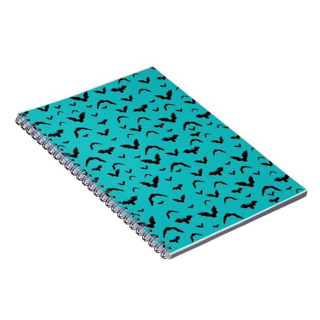 Caderno Espiral Flying Bats on Teal (Lado Direito)
