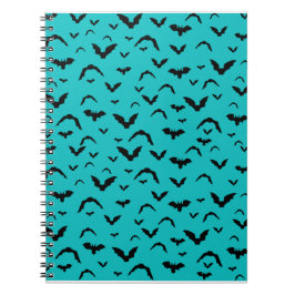 Caderno Espiral Flying Bats on Teal