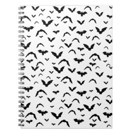 Caderno Espiral Flying Bats on White