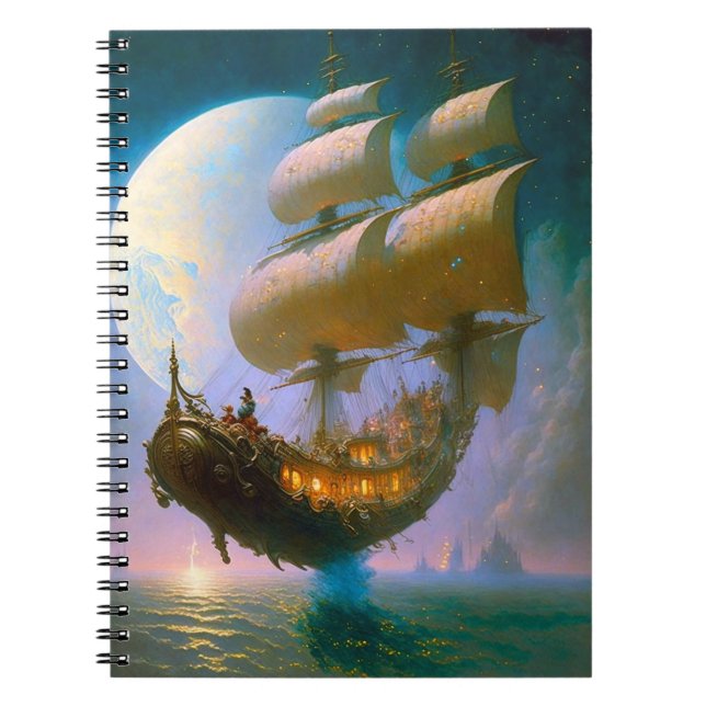 Caderno Espiral Flying Ship Fantasy Art (Frente)