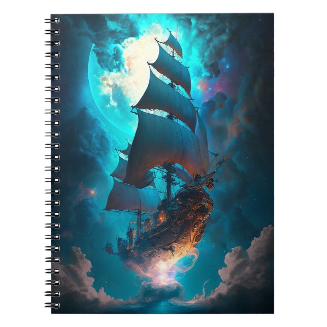 Caderno Espiral Flying Ship Fantasy Art (Frente)