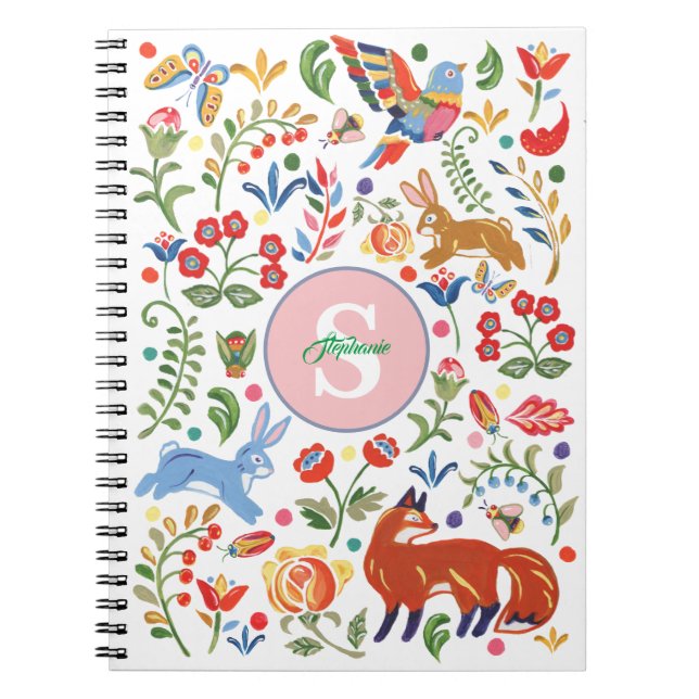 Caderno Espiral Fofo-corante de animais personalizados (Frente)