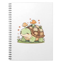 Caderno Espiral Fofo Design Kawaii de Casa de Campo de Tartaruga n