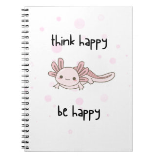 Caderno Espiral fofo notebook axolotl, pense feliz!