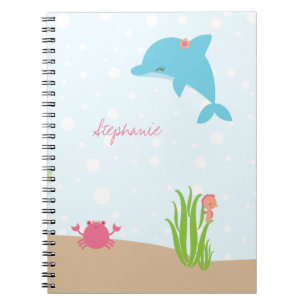 Caderno Espiral Fofo sob o mar garotas personalizadas notebook
