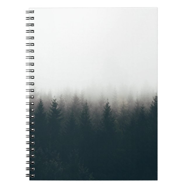 Caderno Espiral Fogggy Forest Pine Mountain Aestic Art (Frente)