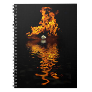 Caderno Espiral Fogo Chama Queimando Notebook Rosa Branco Quente