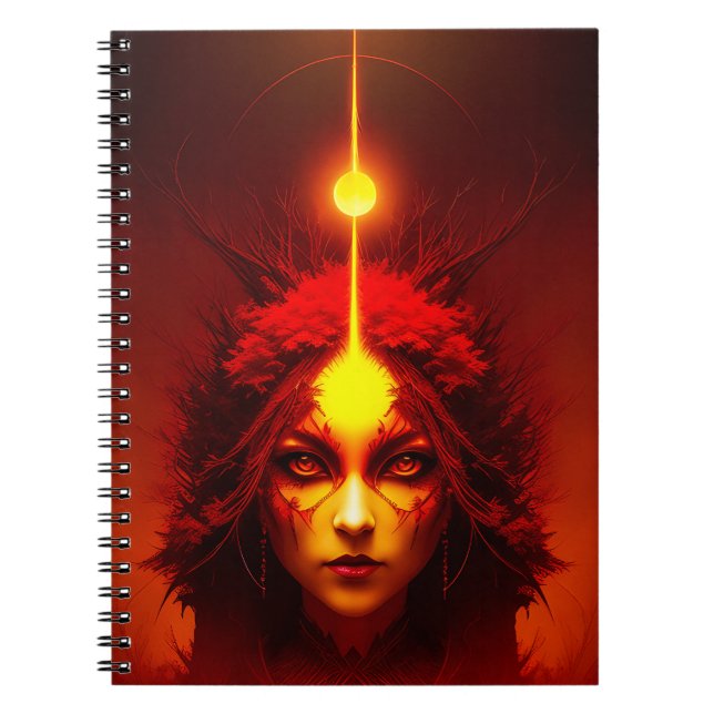 Caderno Espiral Fogo Deusa Fantasia Art (Frente)
