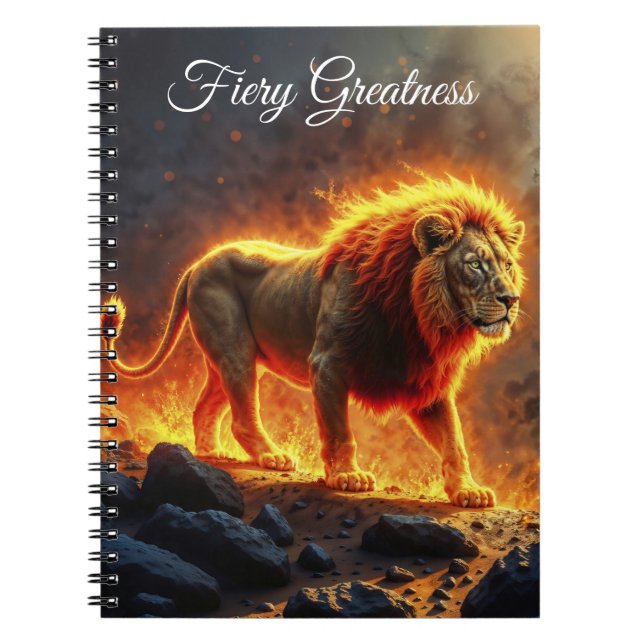 Caderno Espiral Fogo Lion paisagem infernal blascinando arte (Frente)