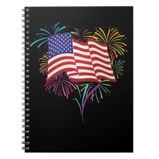 Caderno Espiral Fogos-de-artifício 4ns do americano de quarto