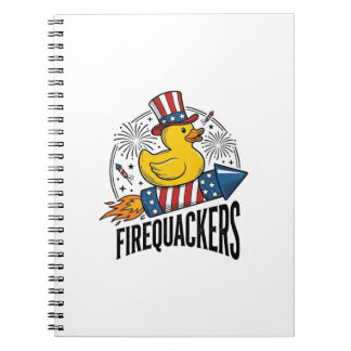 Caderno Espiral FogosDeArtifício Pato Patriótico Camisa De Fogos D