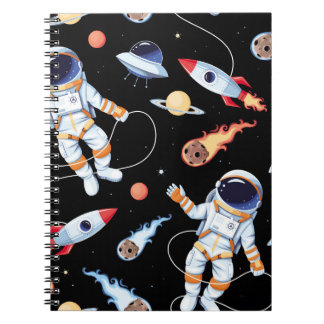 Caderno Espiral Foguete Astronauta: Padrão Sem Emenda Espacial Vin