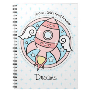 Caderno Espiral Foguete Rosa