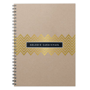 Caderno Espiral Folha de ouro bonito moderna SIMPLES kraft do