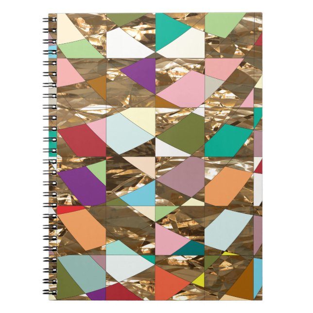 Caderno Espiral Folha de ouro com abstrato (Frente)