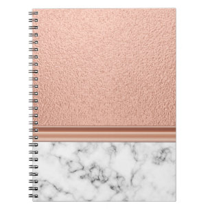 Caderno Espiral Folha de Ouro Rosa em Mármore
