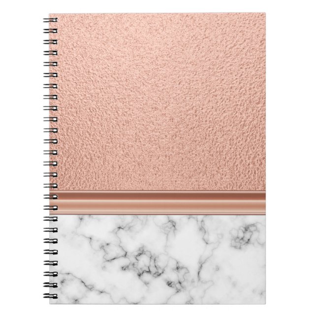 Caderno Espiral Folha de Ouro Rosa em Mármore (Frente)