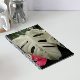 Caderno Espiral Folha Floral Variegada de Monstera