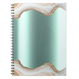 Caderno Espiral Folha Metálica de Glama de Mânre Dourado Moderno