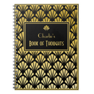 Caderno Espiral Folha Personalizada Deco Padrão do Ventilador Pret