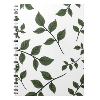 Caderno Espiral Folhagem com Folhas Verdes em Branco