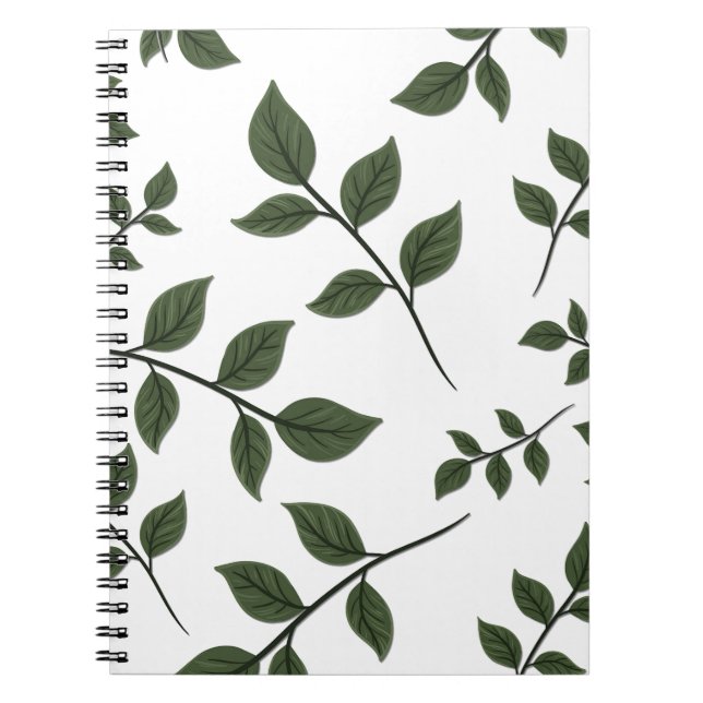 Caderno Espiral Folhagem com Folhas Verdes em Branco (Frente)