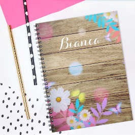 Caderno Espiral Folhagem e Borboletas de primavera Daisiage e Made
