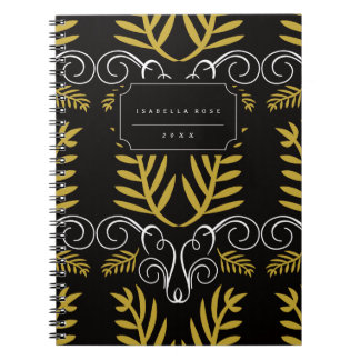 Caderno Espiral Folhagem Festiva Arte Deco Feriado Quimático Doura
