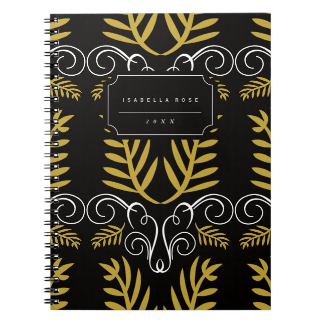 Caderno Espiral Folhagem Festiva Arte Deco Feriado Quimático Doura (Frente)