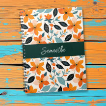 Folhagem Laranja e Azul e Flores Personalizadas
