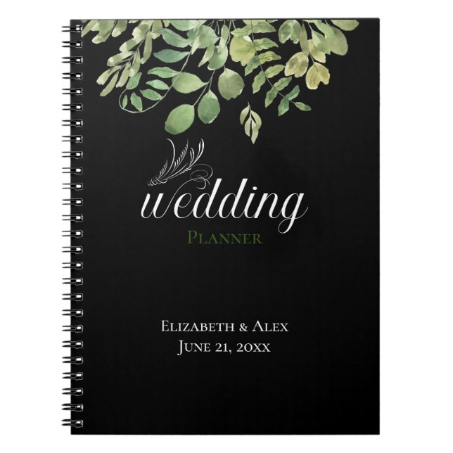 Caderno Espiral Folhagem Simples, Planner de Casamento (Frente)