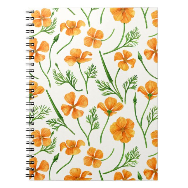 Caderno Espiral Folhas da Califórnia, flores no verão, verdinho (Frente)