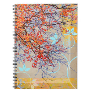 Caderno Espiral Folhas da laranja, design do grunge