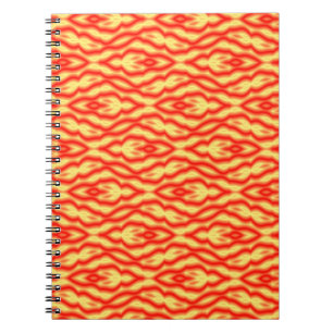 Caderno Espiral Folhas de abstrato amarelas e vermelhas