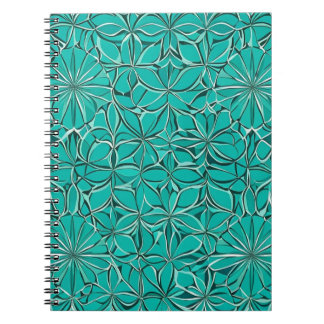 Caderno Espiral Folhas de Abstrato Verde e Teal