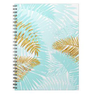 Caderno Espiral Folhas de alumínio Dourado tropical Aloha Folhas d