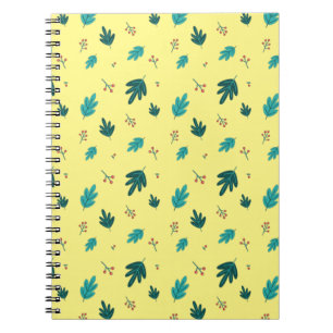 Caderno Espiral Folhas de Árvore Evergreen e Berries Red Holly